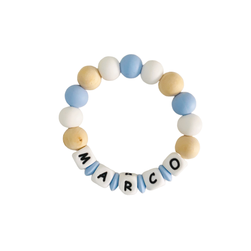 Pulsera mordedora personalizada azul bebé