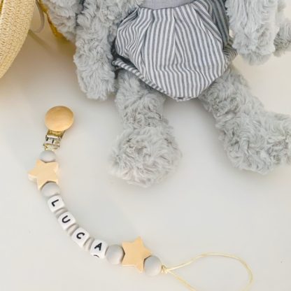 Chupetero personalizado grey star
